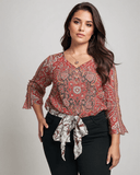 Arabella | Red Print Classic Top
