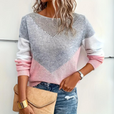 Chloe | Women’s Color Block Sweater with Mesh Detail
