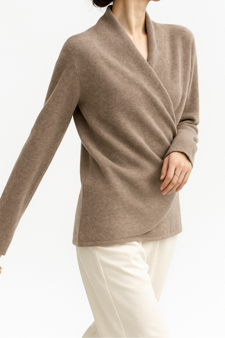 Natalie | Women’s Winter Wrap V Neck Knit Sweater
