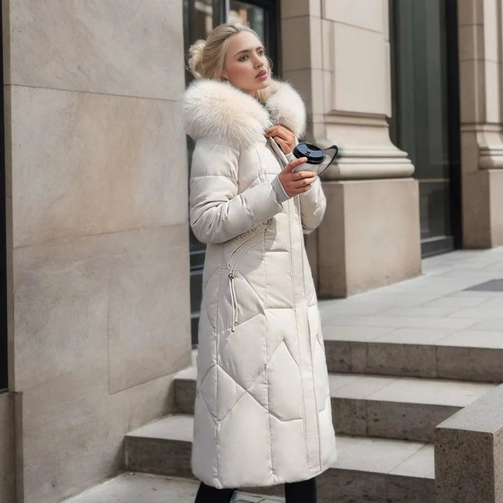 Hannah | Women’s Winter Quilted Coat with Hood Trim
