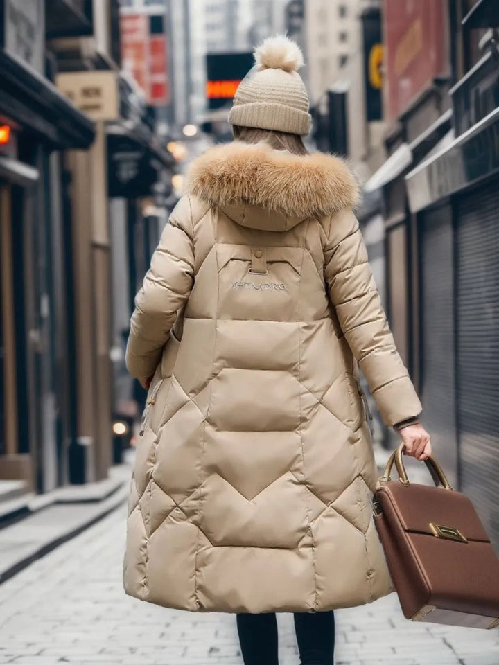 Hannah | Women’s Winter Quilted Coat with Hood Trim
