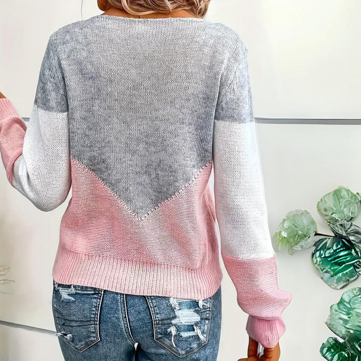 Chloe | Women’s Color Block Sweater with Mesh Detail