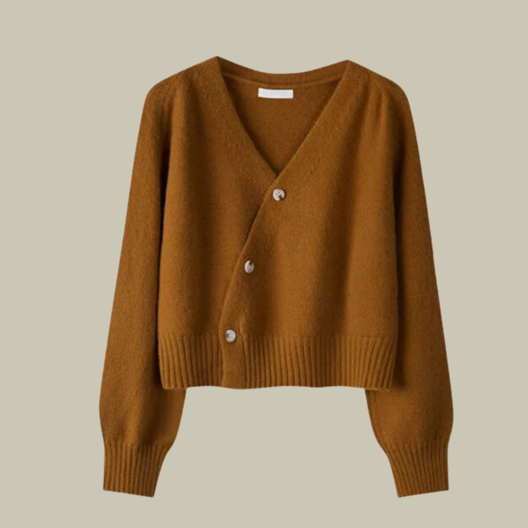 Harper | Women’s Cross Button V Neck Merino And Wool Sweaters