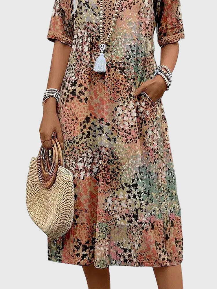 Yvonna™ | Elegant Floral Midi Dress