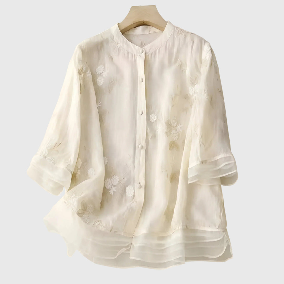 Nellie™ | Elegant Top with Embroidered Flowers