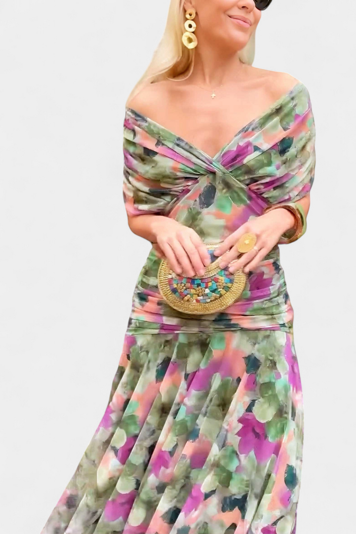 Alondra™ | Long Floral Dress with V-Neck